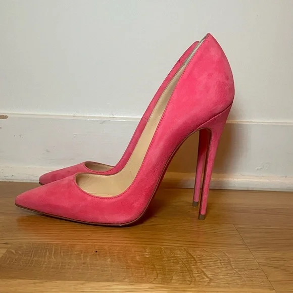 Christian Louboutin Pink Suede So Kate Heels - Picture 5 of 8